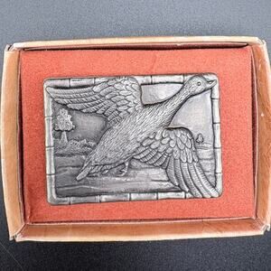 Russ Berrie & Co Pewter Duck In Flight Belt Buckle Rare New In Box